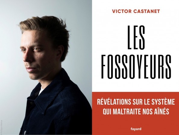 porrait victor castanet + page de couverture de son livre "les fossoyeurs"