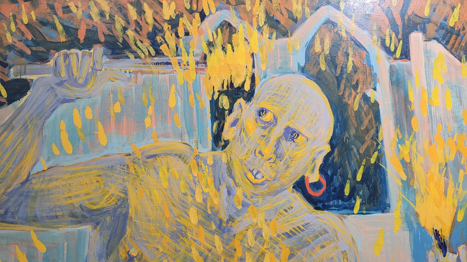 homme crâne chauve avec feu