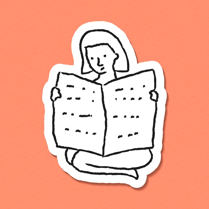 Dessin d'une femme qui lit