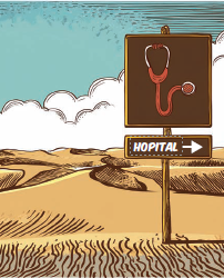 Désert - panneau directionnel hôpital