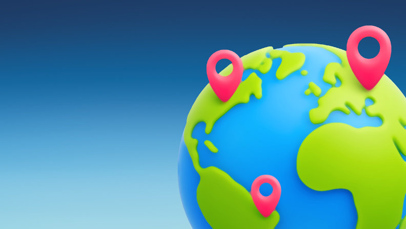 planete terre avec géolocalisations