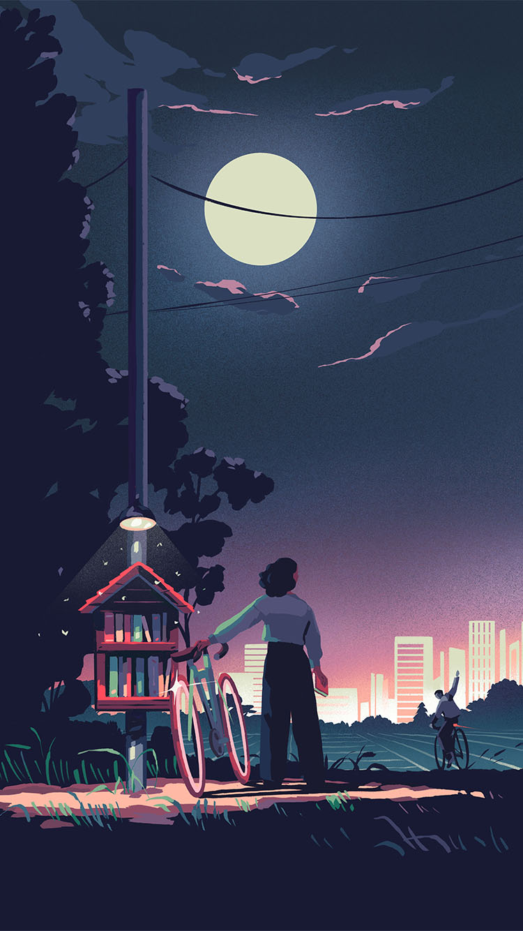 Une femme regarde la lune