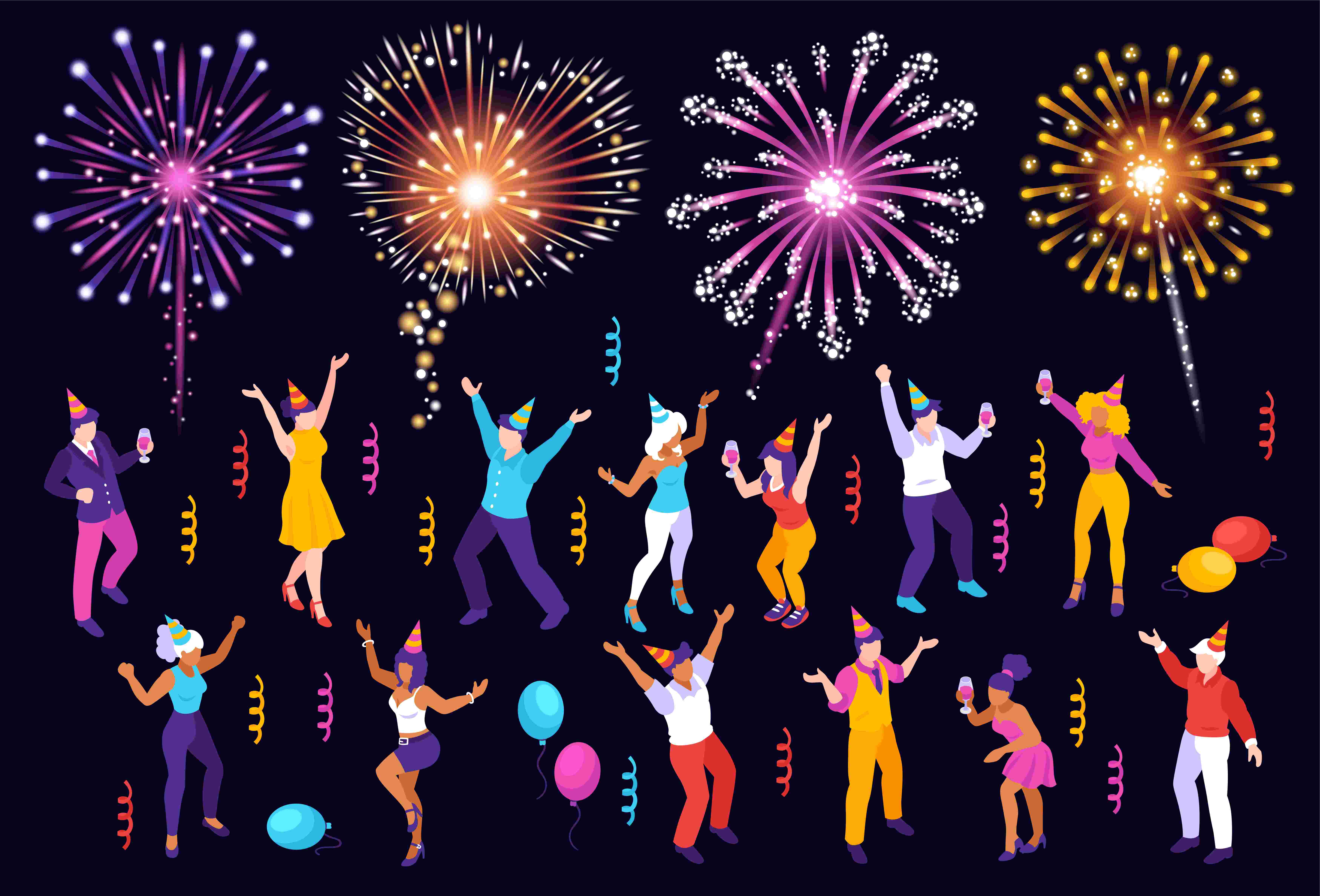personnes fête feux d'artifice