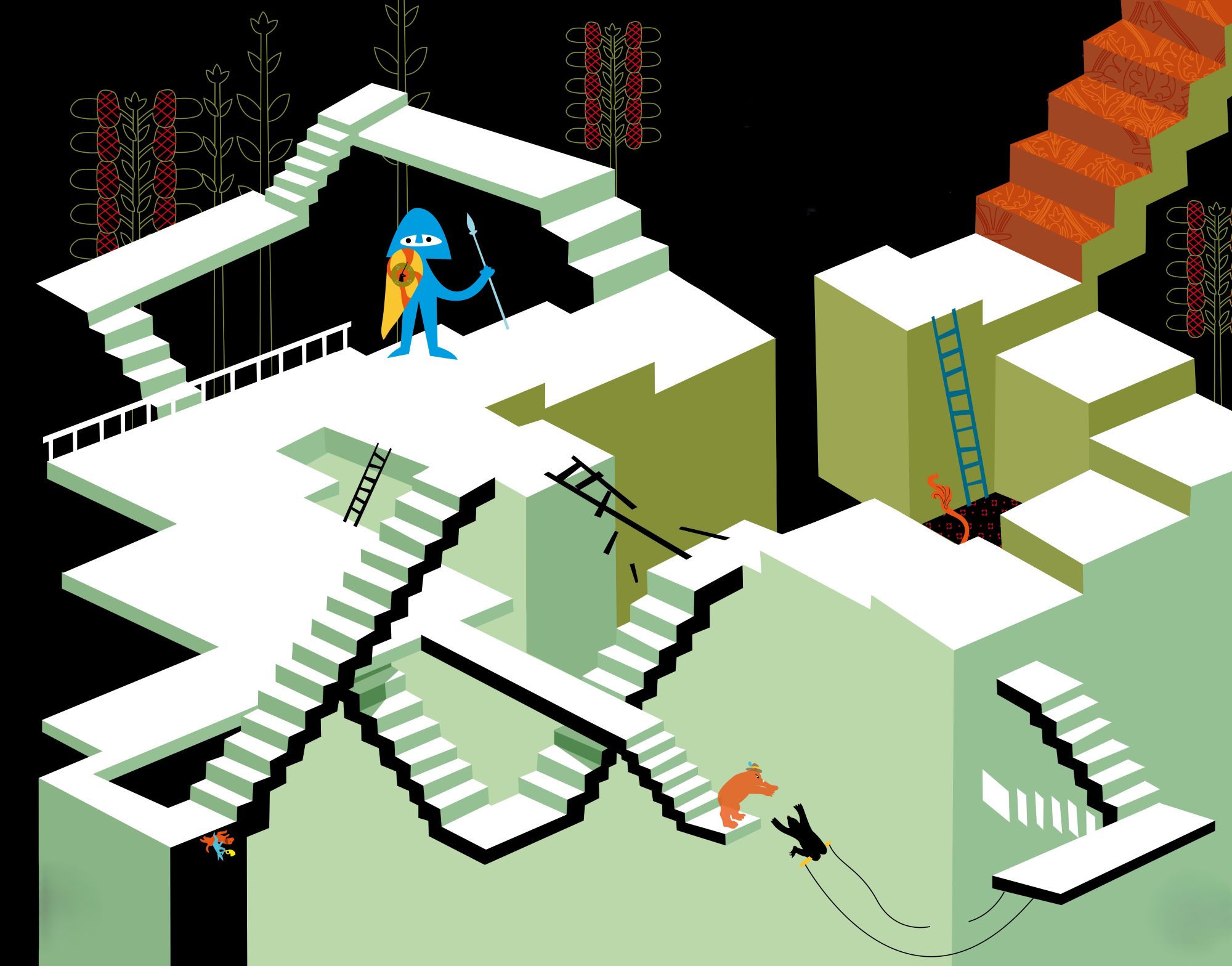 illustration Delphine Chedru chevalier labyrinthe
