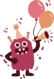 petit monstre avec ballons